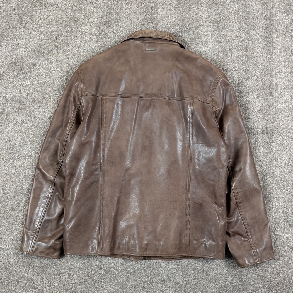 VTG Marc New York Brown Genuine Leather Harrington Jacket Men’s L Full Zip Coat - Picture 2 of 16